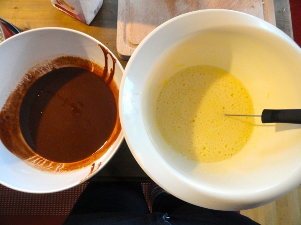 Chocolate and whisked eggs